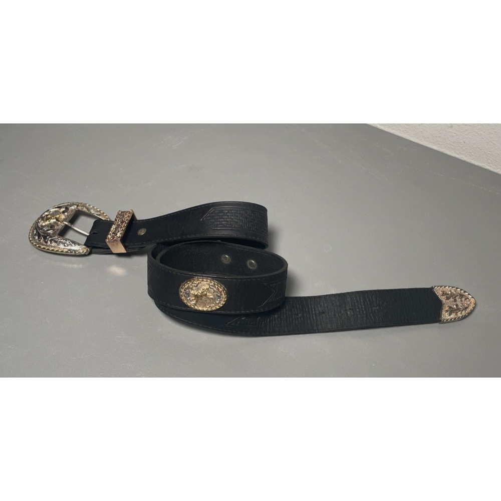 3-D Belt Company Men's Tooled Leather Conchos Western Belt Size 34